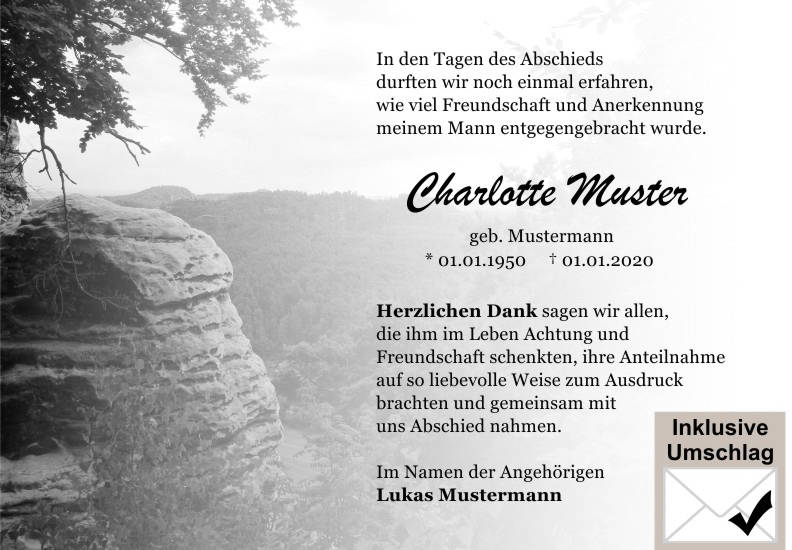 Danksagungen Trauer