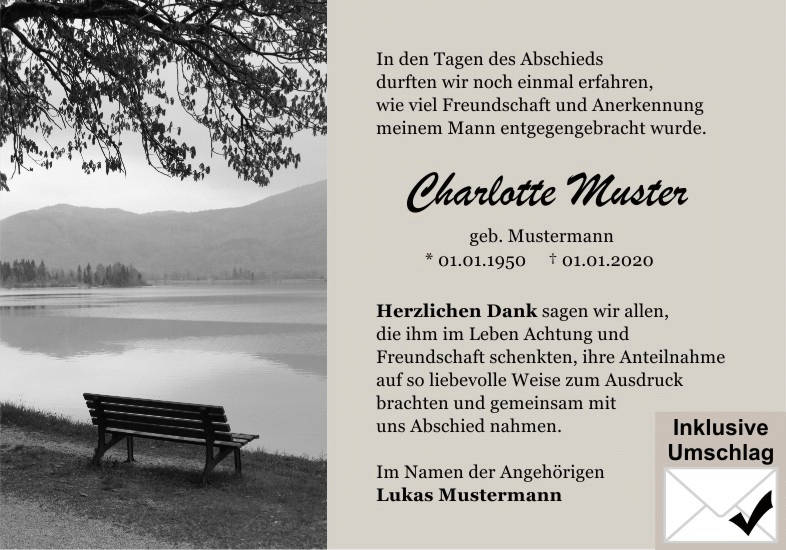 Danksagungen Trauer