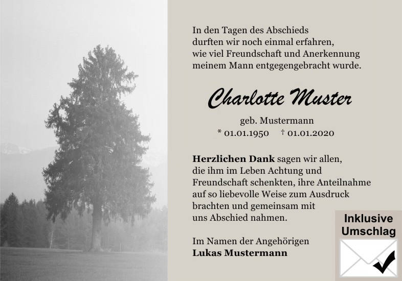Danksagungen Trauer