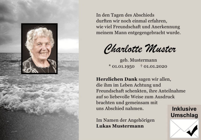 Danksagungen Trauer
