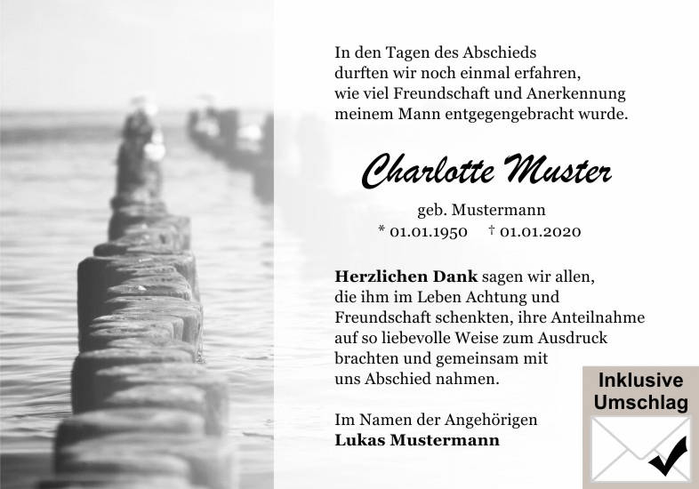 Danksagungen Trauer