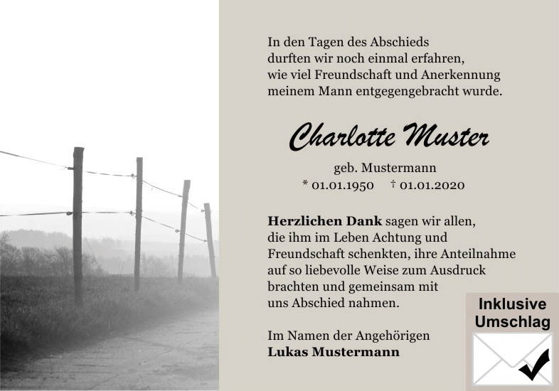 Danksagungen Trauer