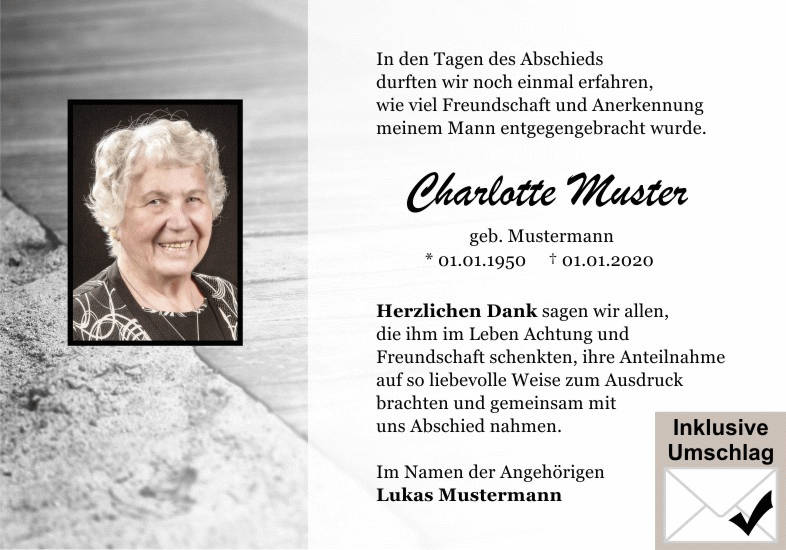 Danksagungen Trauer
