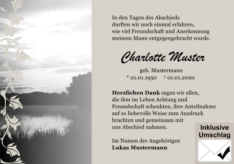 Danksagungen Trauer