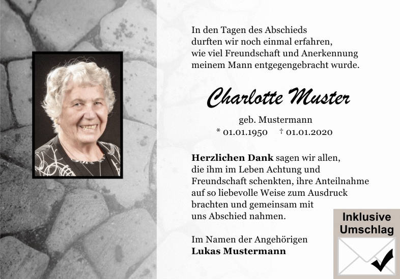 Danksagungen Trauer