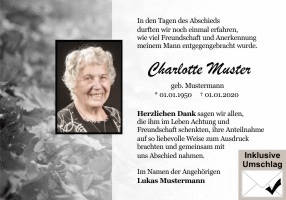 Danksagungen Trauer