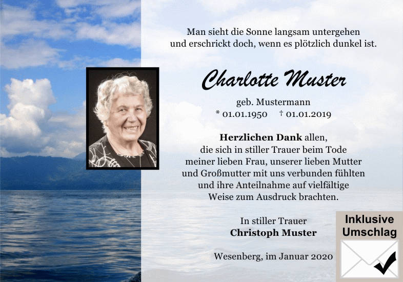Danksagungen Trauer
