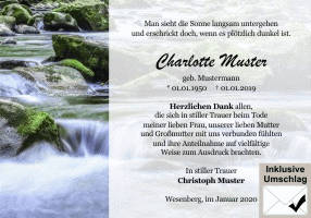 Danksagungen Trauer