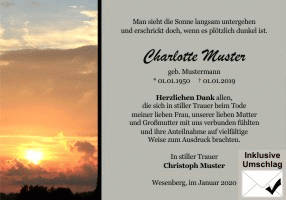 Danksagungen Trauer