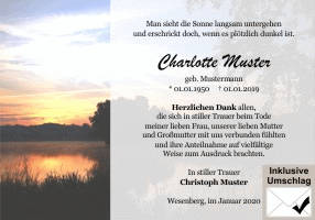 Danksagungen Trauer
