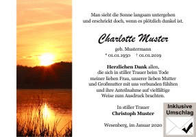 Danksagungen Trauer