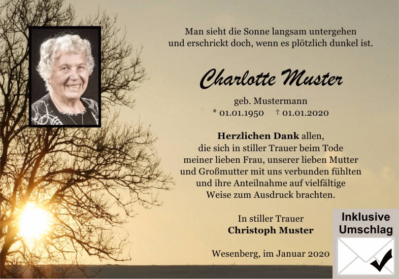 Danksagungen Trauer