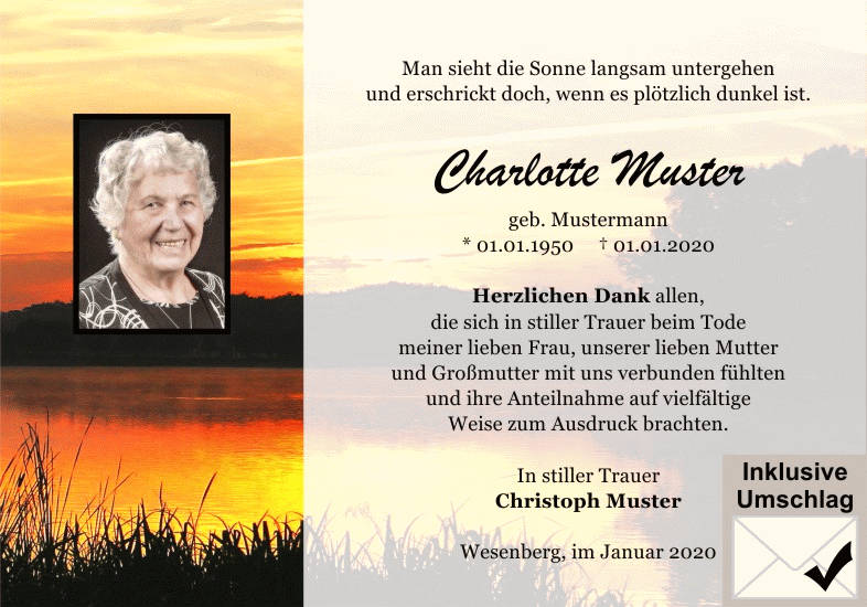 Danksagungen Trauer