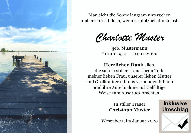 Danksagungen Trauer