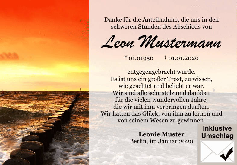 Danksagungen Trauer