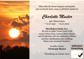 Danksagungen Trauer