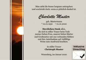 Danksagungen Trauer