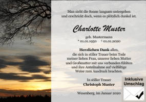Danksagungen Trauer
