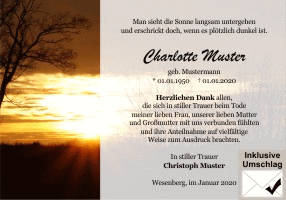 Danksagungen Trauer