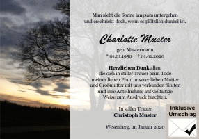 Danksagungen Trauer