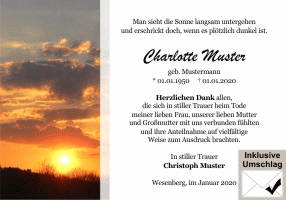 Danksagungen Trauer