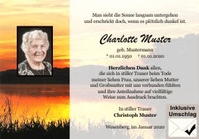 Danksagungen Trauer