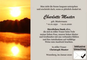 Danksagungen Trauer