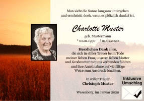 Danksagungen Trauer