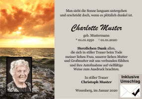 Danksagungen Trauer