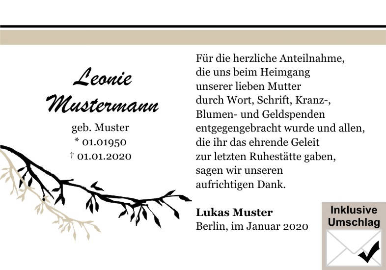 Danksagungen Trauer