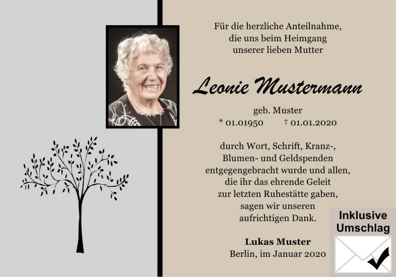 Danksagungen Trauer