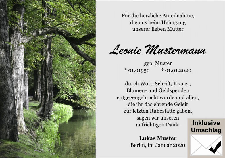 Danksagungen Trauer