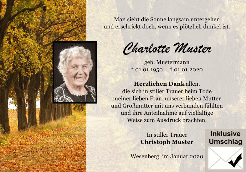 Danksagungen Trauer
