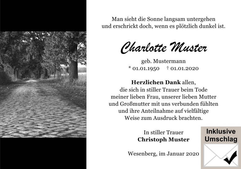 Danksagungen Trauer
