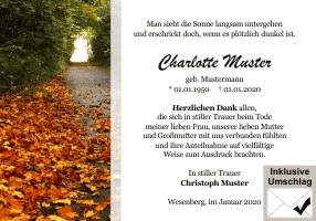 Danksagungen Trauer
