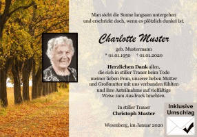 Danksagungen Trauer