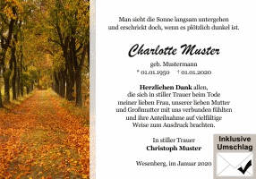 Danksagungen Trauer