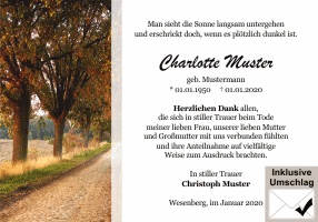 Danksagungen Trauer