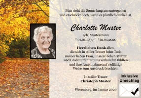 Danksagungen Trauer