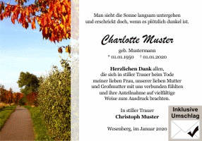 Danksagungen Trauer