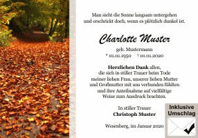 Danksagungen Trauer
