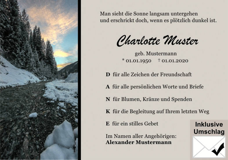 Danksagungen Trauer