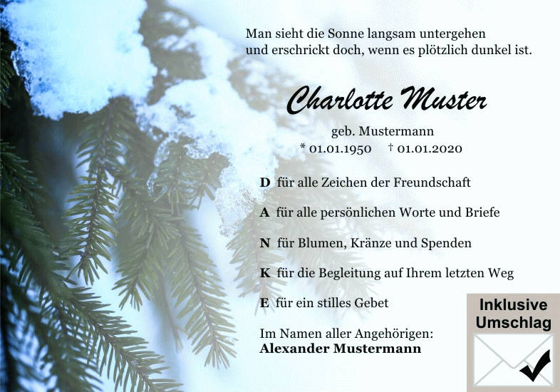 Danksagungen Trauer