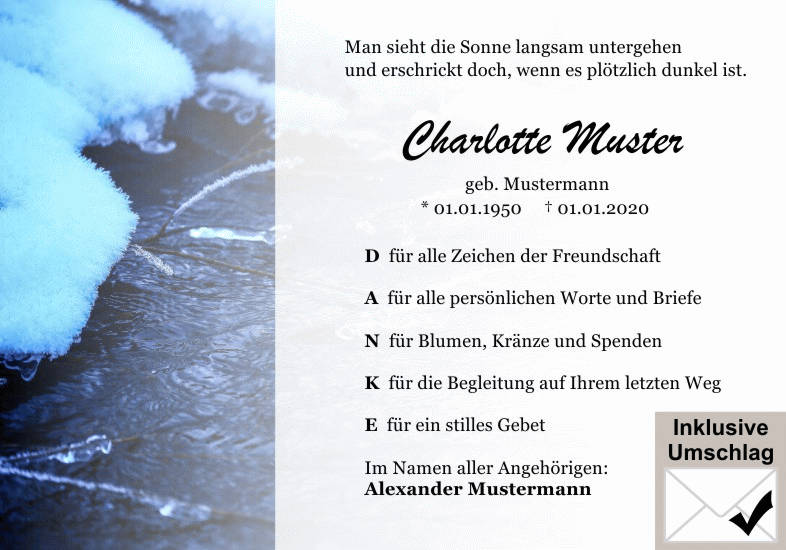Danksagungen Trauer