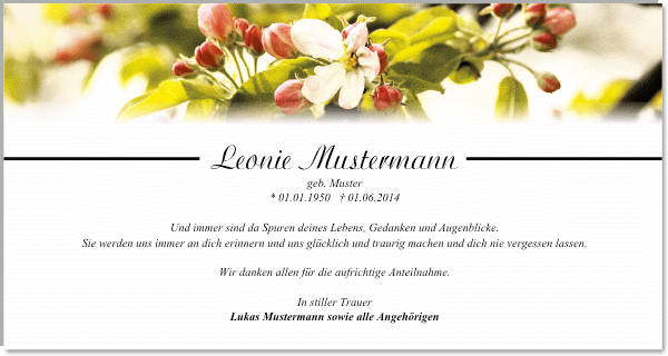 Danksagungen Trauer