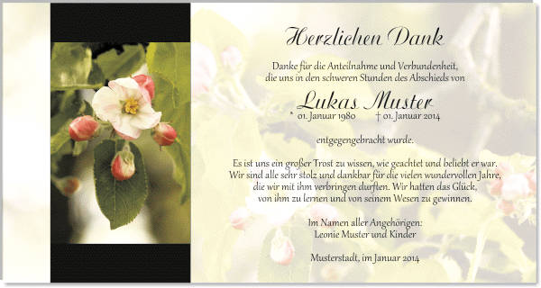 Danksagungen Trauer