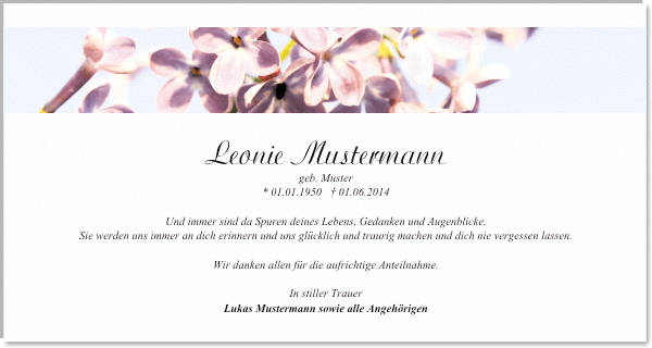 Danksagungen Trauer