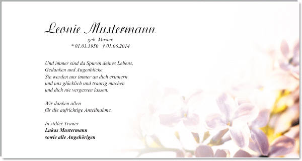 Danksagungen Trauer