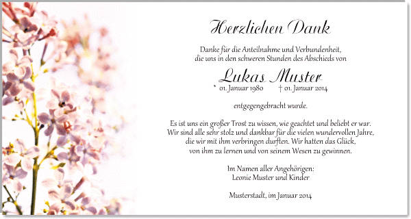 Danksagungen Trauer