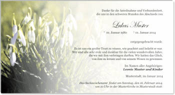 Danksagungen Trauer